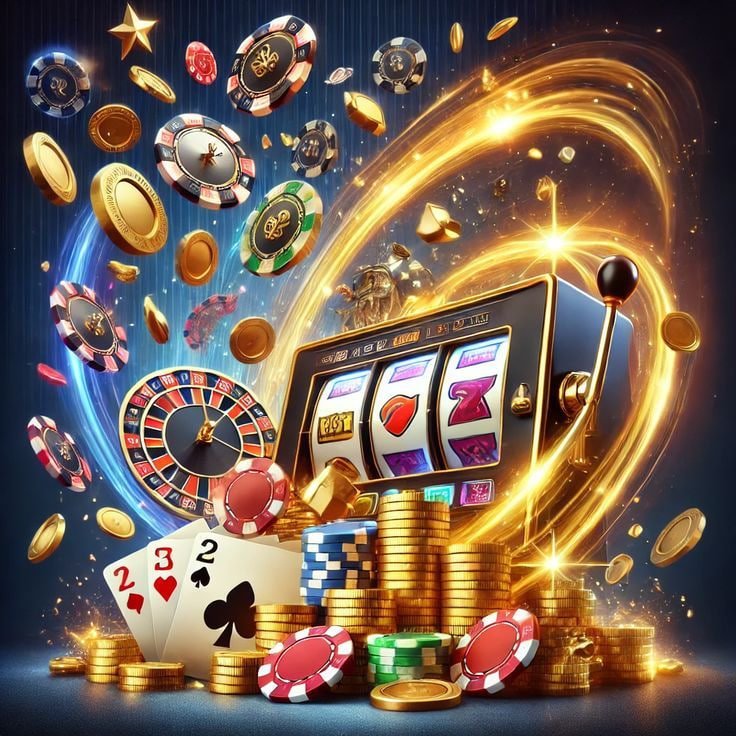 Ilustrasi permainan slot online dan taruhan olahraga pada platform gk8 yang aman dan terpercaya
